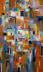 Paisaje urbano abstracto y vibrante