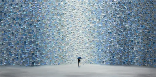 Caminando bajo la lluvia azul