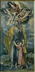 San José y el Niño Jesús (pintura sobre lienzo)