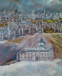 Vista y plano de Toledo (pintura sobre lienzo)
