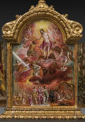 Altar portátil: panel central que representa una alegoría del caballero cristiano, detalle de 2384586 (temple grassa sobre tabla)