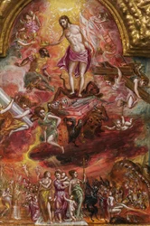 Altar portátil: panel central que representa una alegoría del Caballero Cristiano, detalle de 2384586 (temple grassa sobre tabla)