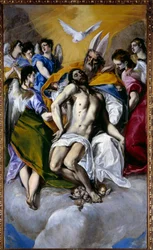 La pintura de la Trinidad de Domenikos Theotokopoulos, llamado El Greco (1540-1614), 1577, H. 3 x 1,79 m, Madrid, Museo del Prado