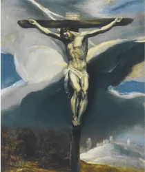 Cristo en la Cruz en un paisaje