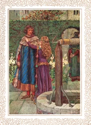 Pero estar contigo todavía, ver tu cara..., ilustración de "Idilios del Rey" de Alfred Tennyson (1809-92), publicado por Hodder & Stoughton