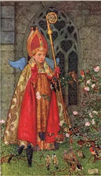Ilustración de "The Book of Old English Songs and Ballads", publicado por Hodder and Stoughton, hacia 1910 (litografía en color)