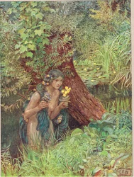 Prothalmion de Edmund Spenser, ilustración de "The Book of Old English Songs and Ballads", publicado por Hodder and Stoughton, c.1910 (litografía en color)