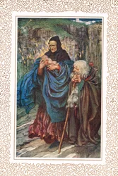 El niño Arturo se encuentra..., ilustración de "Idilios del Rey" de Alfred Tennyson (1809-92), publicado por Hodder & Stoughton
