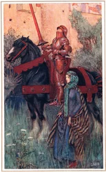 Las armas oxidadas de Yniol estaban en su persona principesca..., ilustración de "Idilios del Rey" de Alfred Tennyson (1809-92), publicado por Hodder & Stoughton