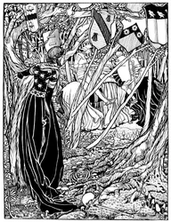 Una ilustración para Sir Lancelot Du Lake, 1898