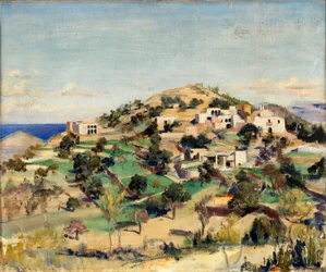 Colina con casas blancas