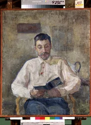 "Retrato del pintor ruso Mikhail Matiushin (Matjuschin o Matyushin) (1861-1934) Pintura de Yelena (Elena) Guro (1877-1913) Museo Estatal Ruso de San Petersburgo