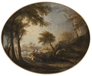 Paisaje con campesinos y ganado