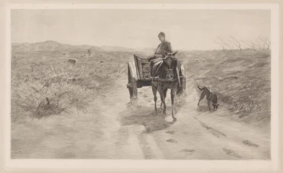 paisaje con carro de caballos