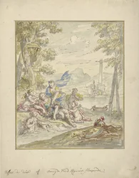 Diseño de un cuadro de habitación con Armida y Rinaldo