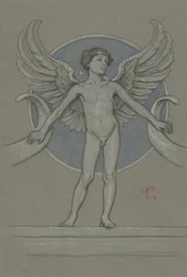 Niño con alas y cornucopia