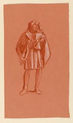 Dibujo, Estudio de una figura con traje de capucha, ca. 1885