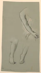 Dibujo, detalles de figura, hacia 1885