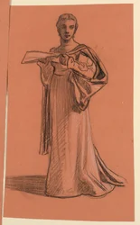 Dibujo, estudio para la figura del "Cortejo nupcial", hacia 1872