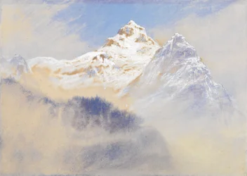 Vista de la montaña: Los Alpes de Terglon vistos desde cerca de Lengenfeld Carniola, Austria