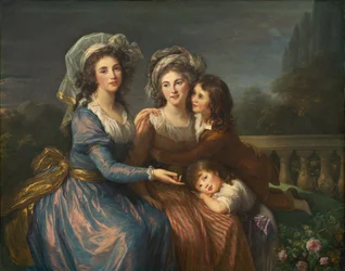 La Marquesa de Pezay y la Marquesa de Rougé con Sus Hijos Alexis y Adrien