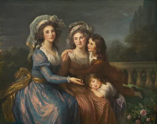 La marquesa de Pezay, y la marquesa de Rougé con sus hijos Alexis y Adrien