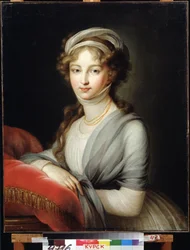 Retrato de la emperatriz Elisabeth Alexeievna, princesa Luisa de Baden (o Baden) (1779-1826) (Retrato de la emperatriz Isabel Alexeievna, princesa Luisa de Baden). Pintura de Marie Louise Elisabeth Vigee Lebrun (1755-1842). Óleo sobre lienzo, 80 x 64,6 cm