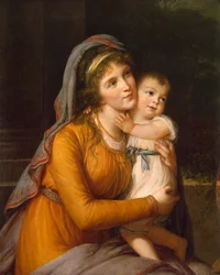 Retrato de la Baronesa Anna Sergeyevna Stroganova 1765-1824 con su hijo, c. 1800