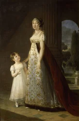 Retrato de Carolina Bonaparte 1782-1839, Reina de Nápoles y Sicilia, con su hija, Letizia, 1807