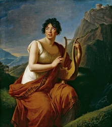 Retrato de la autora Baronne Anne Louise Germaine de Staël 1766-1817 como Corinne en el Cabo Misenum