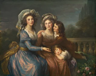 La marquesa de Pezay y la marquesa de Rougé con sus hijos Alexis y Adrien