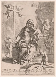 Virgen de los Dolores con símbolos de la Pasión