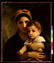 Joven con niño (óleo sobre lienzo)
