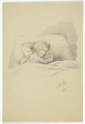 Niño dormido (recto), y Pescadores en el muelle (verso)