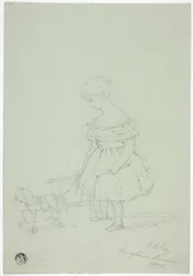Niña con caballo de juguete en Langham House