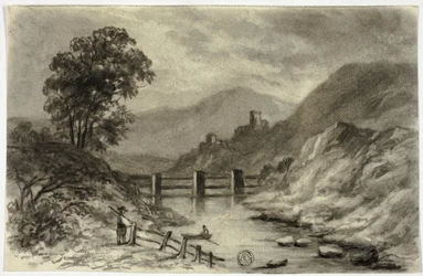 Arroyo de montaña con bote