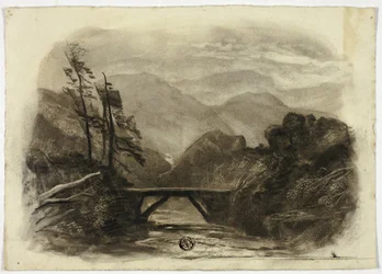 Arroyo de montaña con pequeño puente II