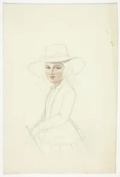 Retrato de una joven con sombrero y fusta