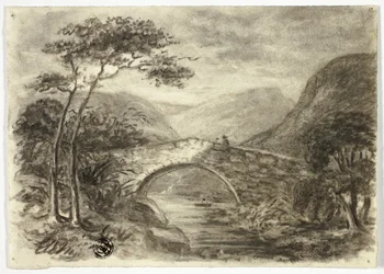 Puente de piedra en las montañas