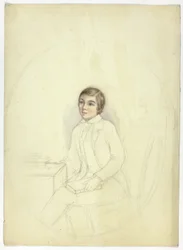 Estudio para retrato de niño con libro