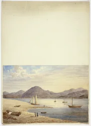 Vista del puerto con cuatro veleros