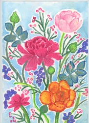 Ramo de ranúnculos, 2018 (pastel al óleo)