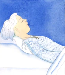 Una persona fiel y humilde que ha intentado agradar a Su Salvador puede morir en paz, diciéndose a sí misma: "He intentado vivir como una buena amiga de Cristo, 2005 (acuarela sobre papel)