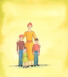 Una madre da alegría a Dios cuando ama y cuida a sus hijos, 2005 (acuarela sobre papel)