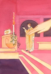 Cuando el sacerdote extendió su mano para bendecir el agua en la pila bautismal, en Pascua, Dios Padre extendió su mano y tocó el agua