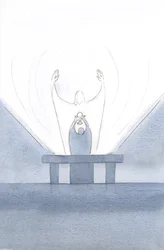 En la ofrenda, Cristo suplicó en nuestro nombre, con los brazos extendidos hacia el Padre., 2000