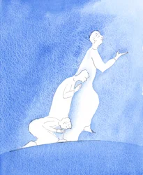 Cristo me pidió que practicara siempre lo que predico: mantener en Su Presencia un hermoso "equilibrio", entre acercarme a Él con asombro y gratitud, y confiar en que Él me ofrece, cada día, experiencias de la más tierna intimidad, 2005 (acuarela sobre