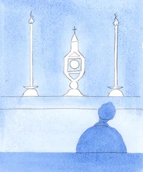 Cristo no espera que seamos perfectos sólo porque pasemos tiempo con Él en la Exposición, 2005 (acuarela sobre papel)