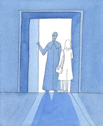 Cristo señaló la verdad de que, con mi decisión de comulgar plenamente como católico, me arriesgué al dolor y la persecución, por amor a Él - al igual que muchos de sus seguidores en su vida terrenal, y en todas las épocas, 2005 (acuarela sobre papel)