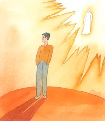 Cristo dijo que muchos católicos que deberían rezar todos los días no se molestan en hacerlo: no se molestan en dirigirse en una conversación regular a Aquel que los creó, murió para salvarlos, los sostiene en el ser y un día los juzgará, 2005 (acuarela